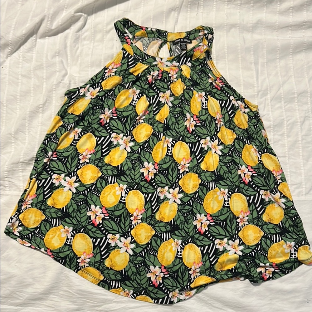 Lemon Print Sleeveless Top